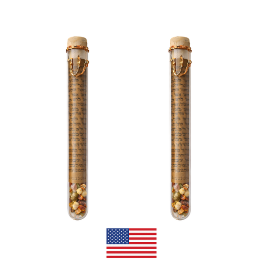 Gold Frankincense & Myrrh Mezuzah set